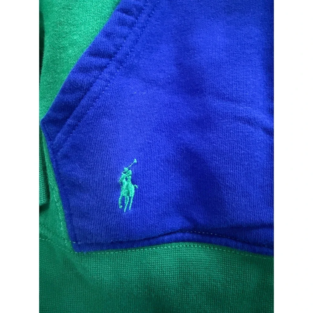 Polo Ralph Lauren Kids Green Colorblock Full Zip Hoodie Sweatshirt Size L 14-16